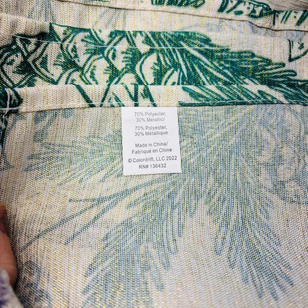 Floral Green Metallic Pinecone Poinsettia Dining Cloth Linen